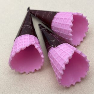 デコパーツ　アイス　ワッフルコーン   ピンク3個入り【DP-IC-003-PNK】