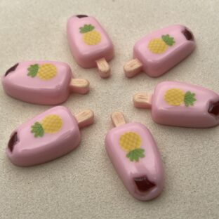 デコパーツ　アイス キャンディ　パイン×ピンク　6個入り　貼り付けパーツ【DP-IC-005】