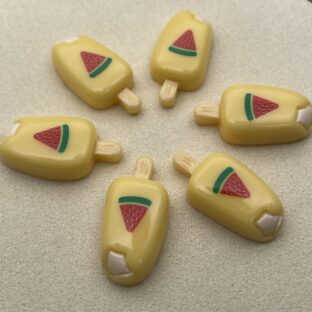デコパーツ　アイス キャンディ　スイカ×イエロー　6個入り　貼り付けパーツ【DP-IC-006】