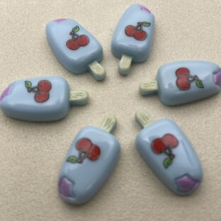 デコパーツ　アイス キャンディ　チェリー×ブルー　6個入り　貼り付けパーツ【DP-IC-007】