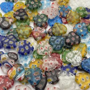 ミッレフィオーリ　ハート14㎜　25個入り【GB-ｍｆ-h14】