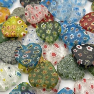 ミッレフィオーリ　ハート17㎜　15個入り【GB-ｍｆ-h17】