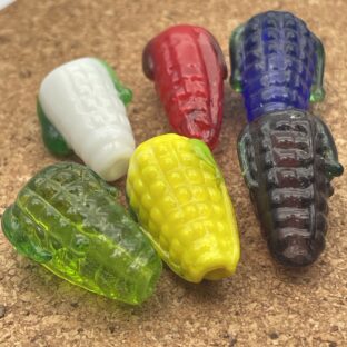 ガラスビーズ　ランプワーク　トウモロコシ　6個入り【GB-LW-ｔ02】