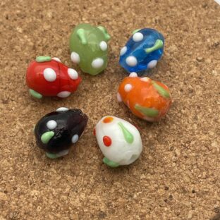 ガラスビーズ　ランプワーク　いちご　6個入り【GB-LW-ｓ02】