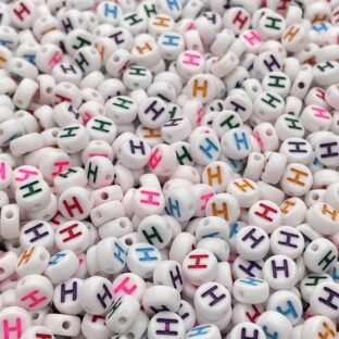 アクリルビーズ　アルファベットH　100個入り【AB‐EA-Hc】