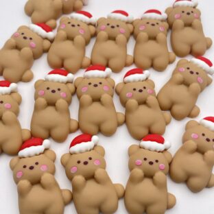 デコパーツ　クリスマスパーツ　サンタくま　6個入り　貼り付けパーツ【DP-xmas-stb】