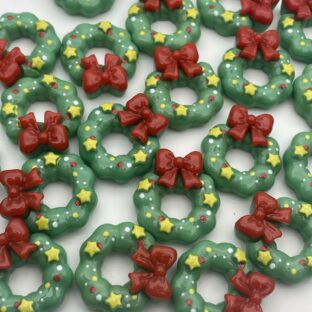 デコパーツ　クリスマスパーツ　リース　4個入り　貼り付けパーツ【DP-xmas-cmw】