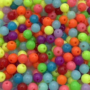 アクリルビーズ　丸玉　ラウンド6㎜　200個入り【AB‐R6MIX-06】