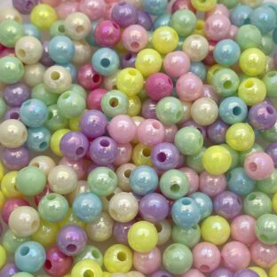 アクリルビーズ　丸玉　ラウンド6㎜　200個入り【AB‐R6MIX-07】