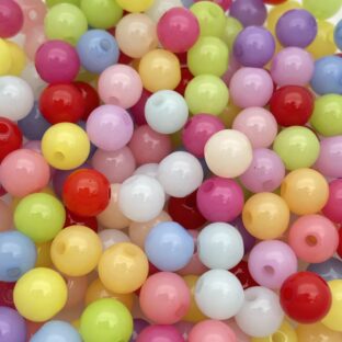 アクリルビーズ　丸玉　ラウンド8㎜　100個入り【AB‐R8MIX-05】