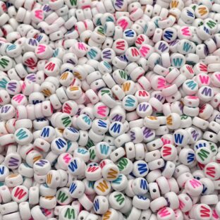 アクリルビーズ　アルファベットW　100個入り【AB‐EA-Wc】