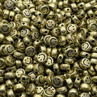 アクリルビーズ　スマイル　7㎜　ゴールド　100個入り【AB‐SMILE-GLD】