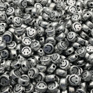 アクリルビーズ　スマイル　7㎜　シルバー　100個入り【AB‐SMILE-SIL】