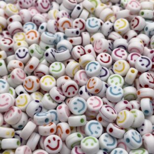 アクリルビーズ　スマイル　7㎜　ミックス　100個入り【AB‐SMILE-MIXｗ】