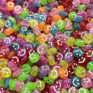 アクリルビーズ　スマイル　7㎜　ミックス クリア　100個入り【AB‐SMILE-MIXc】