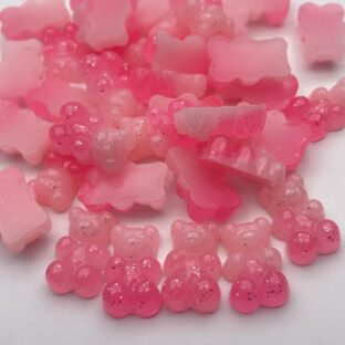 デコパーツ　くま　ピンク×ピンク　10個入り　貼り付けパーツ【DP-BR-001-PP】