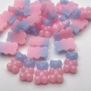 デコパーツ　くま　ブルー×ピンク　10個入り　貼り付けパーツ【DP-BR-002-BP】