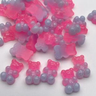 デコパーツ　くま　ピンク×ブルー　10個入り　貼り付けパーツ【DP-BR-003-PB】