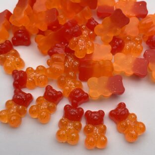 デコパーツ　くま　レッド×オレンジ　10個入り　貼り付けパーツ【DP-BR-004-RO】