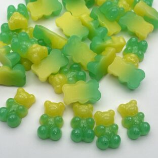 デコパーツ　くま　イエロー×グリーン　10個入り　貼り付けパーツ【DP-BR-005-YG】