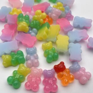 デコパーツ　くま　ランダムカラー　10個入り　貼り付けパーツ【DP-BR-006-MIX】